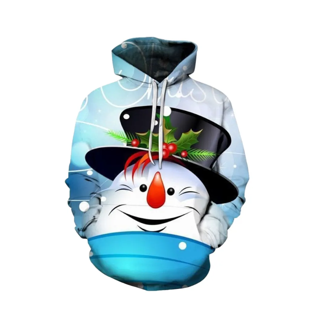 2020 Christmas Pullover And Zippered Hoodies Custom The Pattern Of Snowman In Hat At Christmas Graphic Printed Hoodie Hoodie For Men For Women