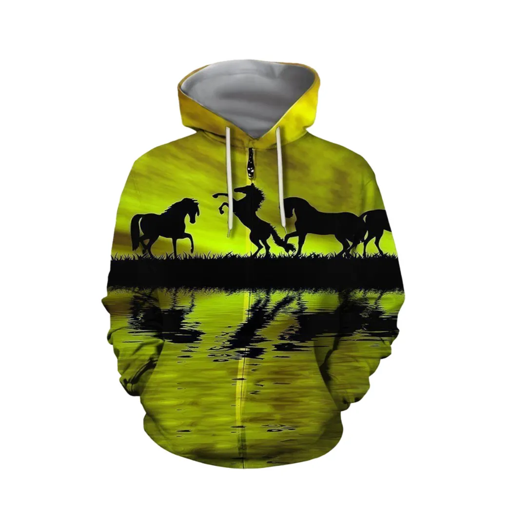 3D Animals Horse Hoodie Bt05 #7