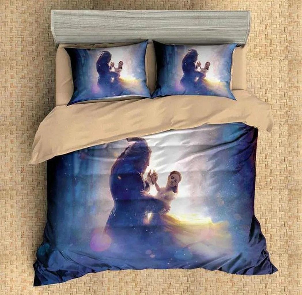 3D Customize Beauty And The Beast Amazing Disney Room Decor Bedding Set Duvet Cover With Pillowcase Meaningful Gift For Kids Friend Family Member Holiday Gift