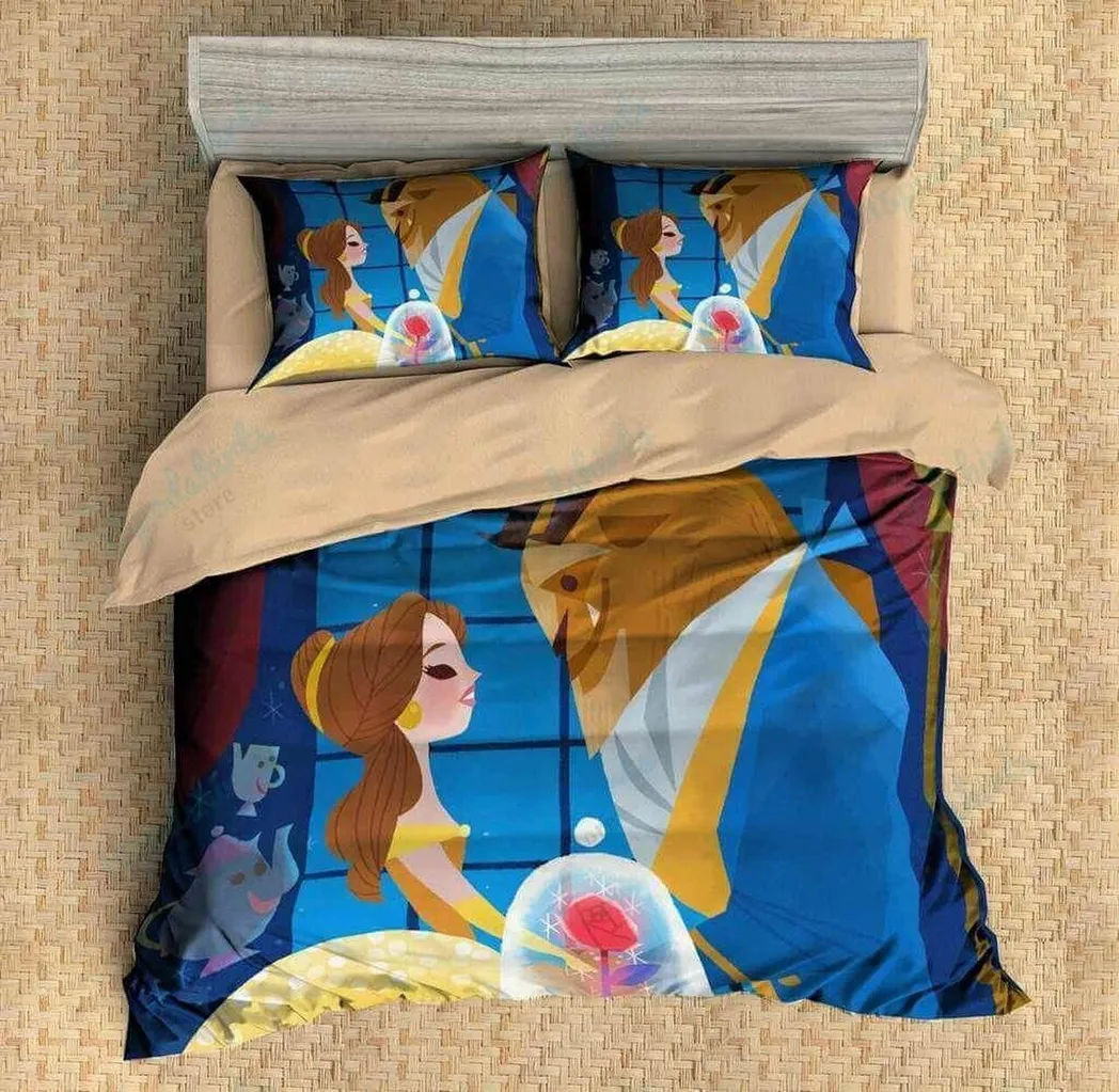 Beauty And The Beast 3 Amazing Disney Room Decor Bedding Set Duvet Cover With Pillowcase Meaningful Gift For Kids Friend Family Member Holiday Gift