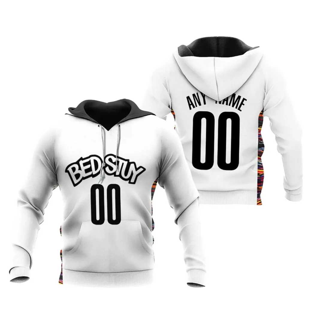 Brooklyn Nets Nba Basketball Team Logo 2020 City Edition New Arrival White Designed Allover Custom Gift For Brooklyn Fans Hoodie