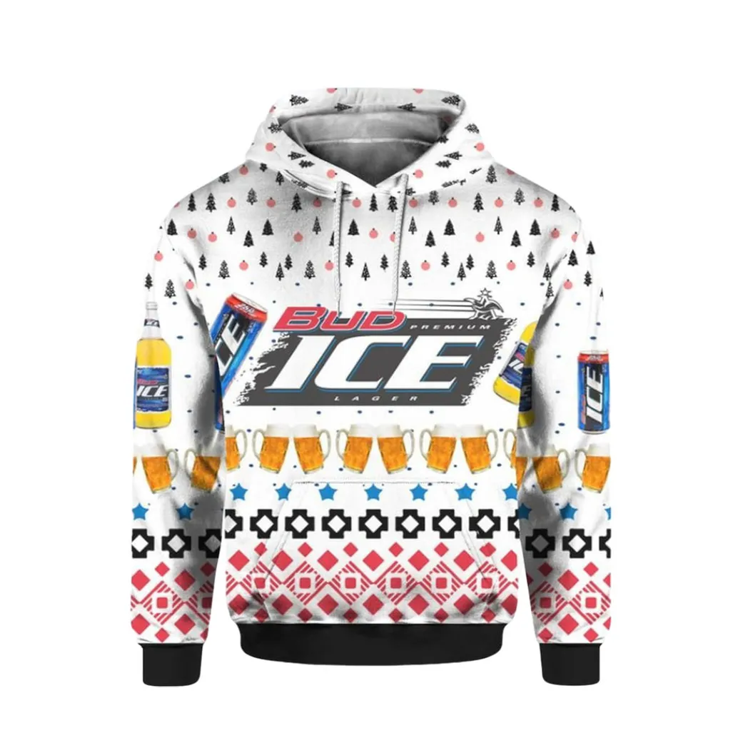 Bud Ice Beer Print Ugly Hoodie