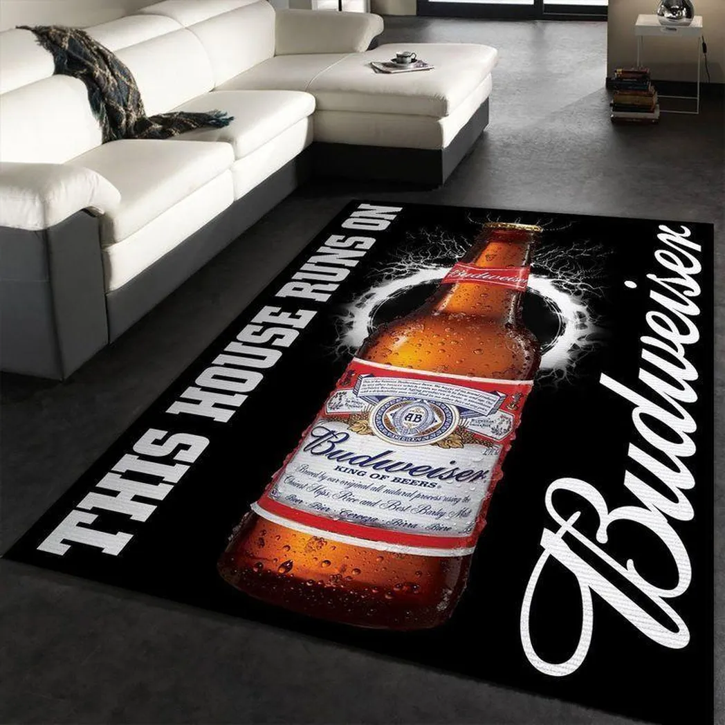 Budweiser This House Runs On Area Rug Living Room And Bed Room Rug Rug Regtangle Carpet Floor Decor Home Decor