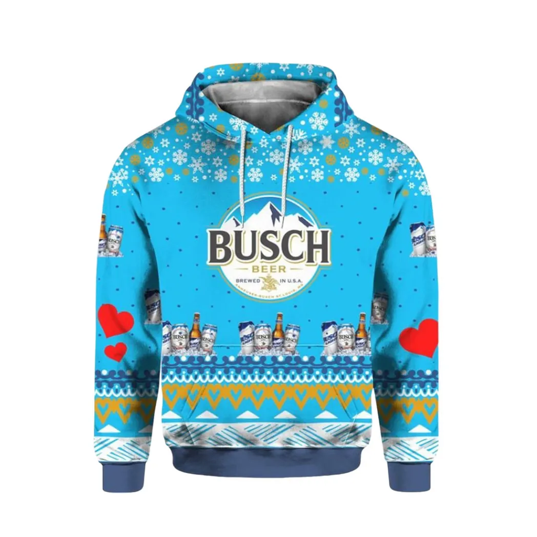 Busch Beer Print Ugly Christmas Hoodie