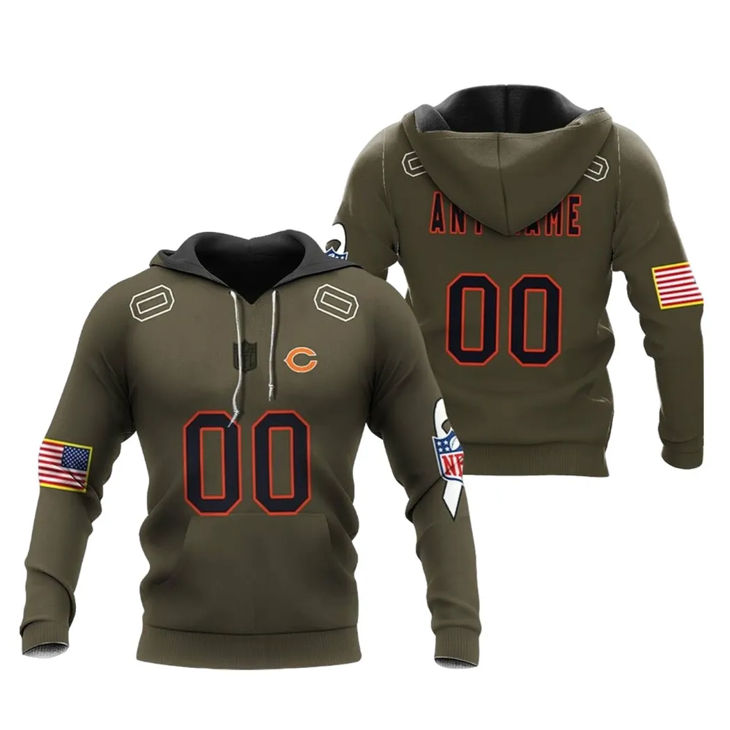 Chicago Bears Nfl Salute To Service Retired Player Limited Olive Jersey Style Custom Gift For Bears Fans Hoodie