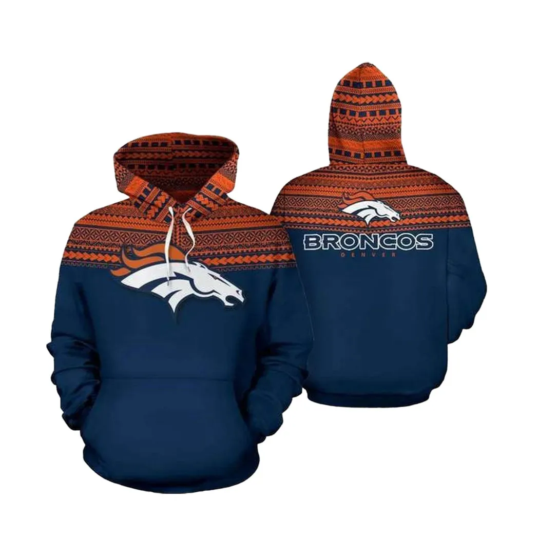 Denver Broncos Ncaa Football Maori Tattoo Blue Hoodie For Men For Women Denver Broncos All Over