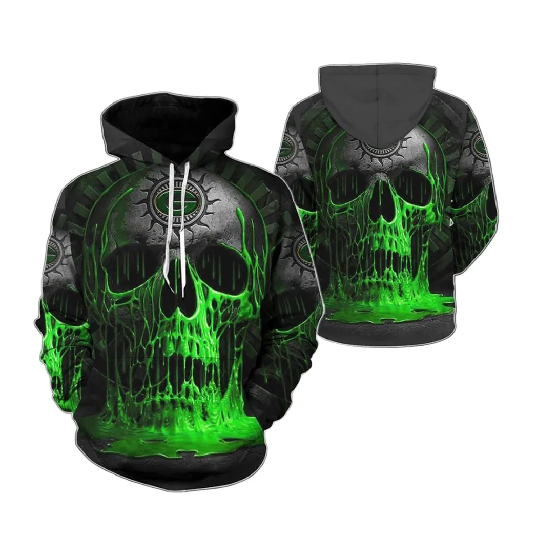 Green Bay Packers NFL Skull Men And Women Hoodie Green Bay Packers NFL All Over Hoodies Zip Hoodies Green Bay Packers Full Printing Shirt