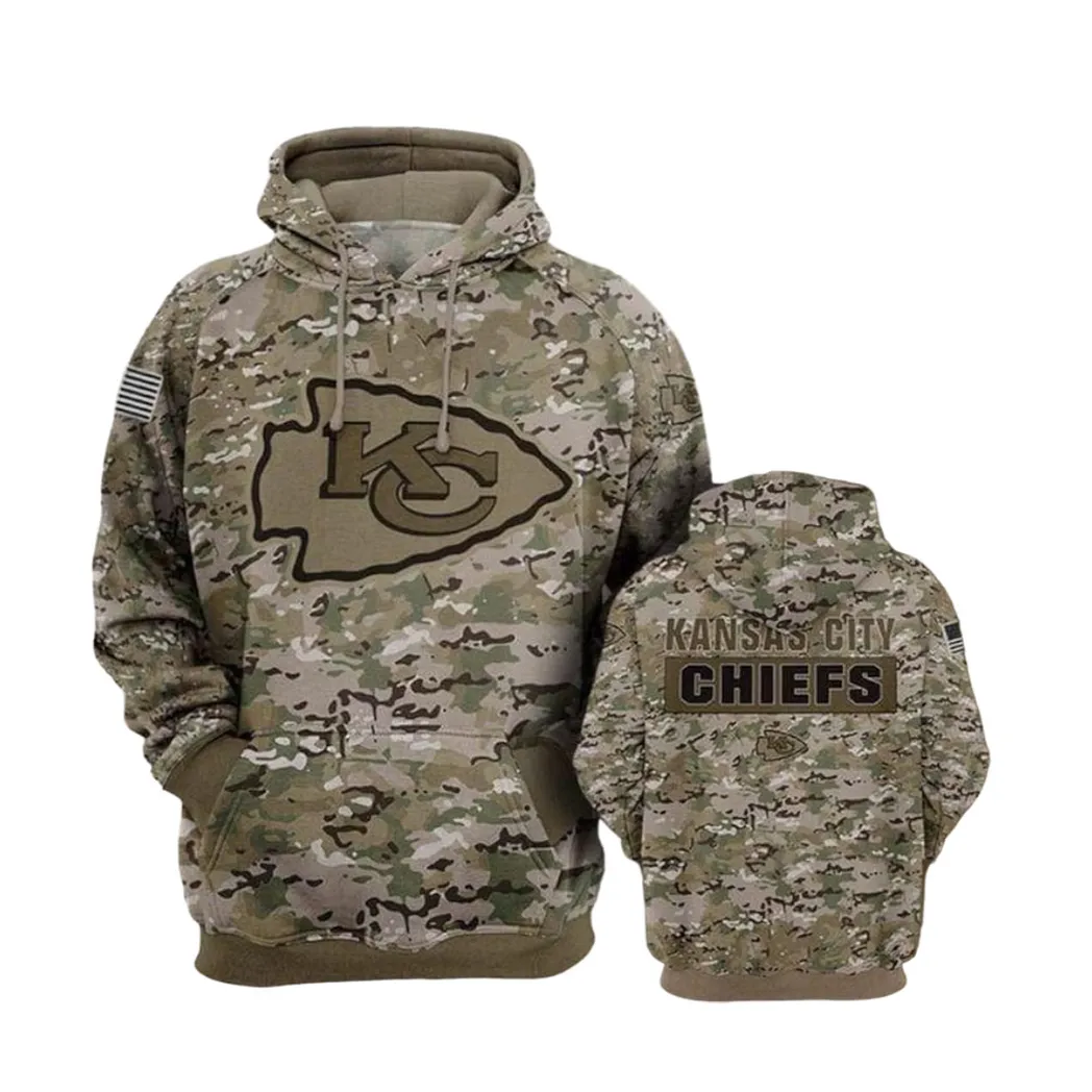 Kansas City Chiefs NFL Football Us Camouflage Men And Women Full Printing Pullover Hoodie And Zippered Kansas City Chiefs Full Printing Shirt 2020