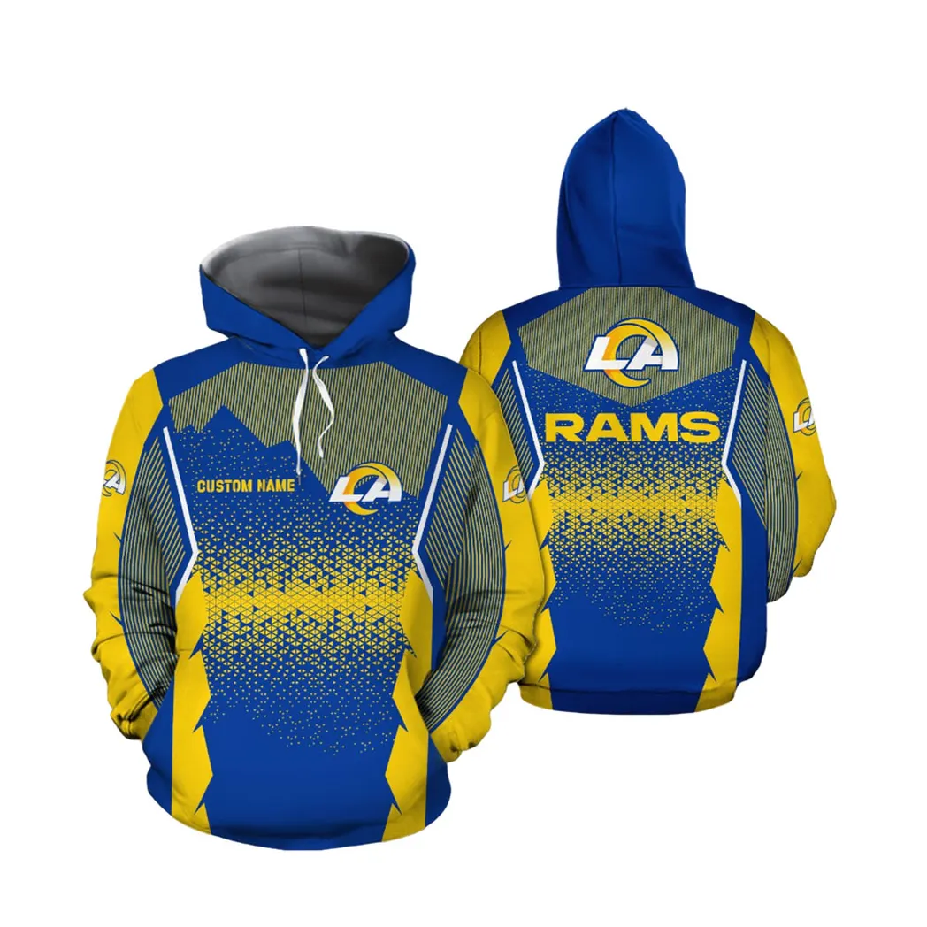 Los Angeles Rams NFL Football Team Logo Custom Personalized With Name Design T Shirt Zip Up Hoodie Long Sleeve Tee For Fans