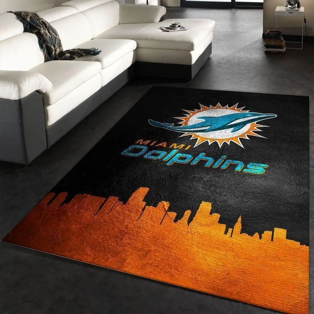 Miami Dolphins Nfl 33 Area Rug Living Room And Bed Room Rug Regtangle Carpet