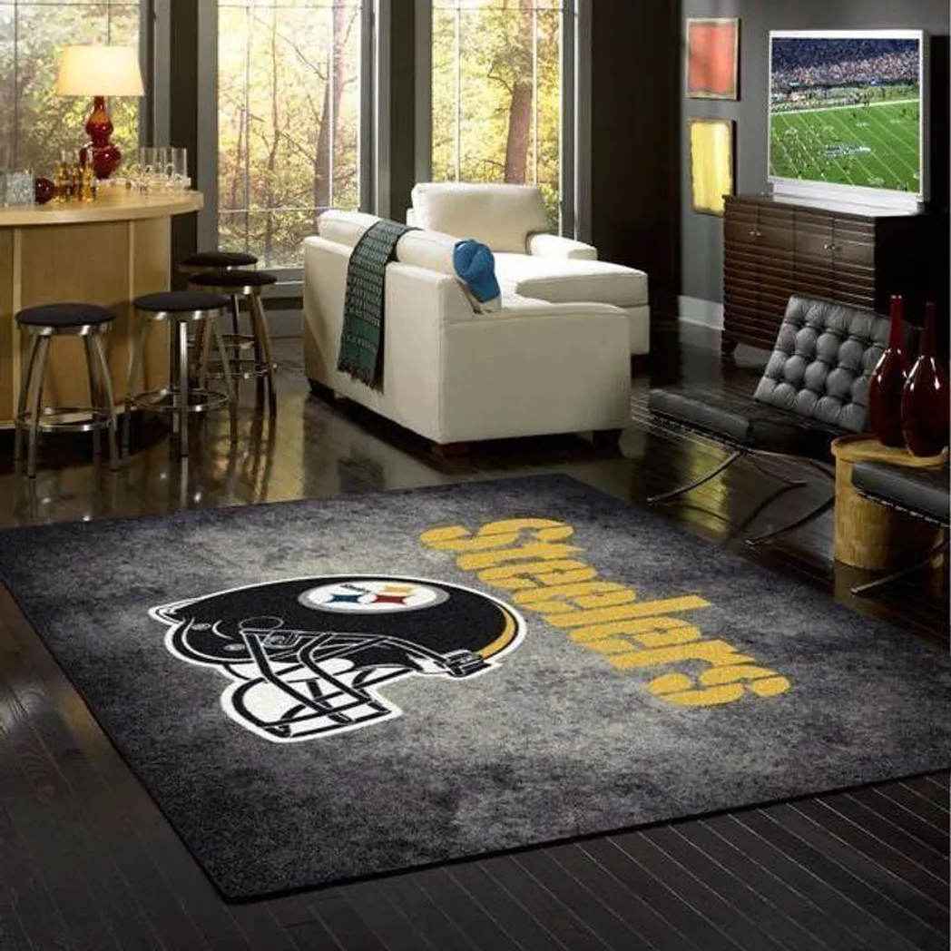 Nfl Team Pittsburg Steelers Distressed Nice Gift Area Rug Area Rug Living Room Carpet Rug Regtangle Carpet Floor Decor Home Decor