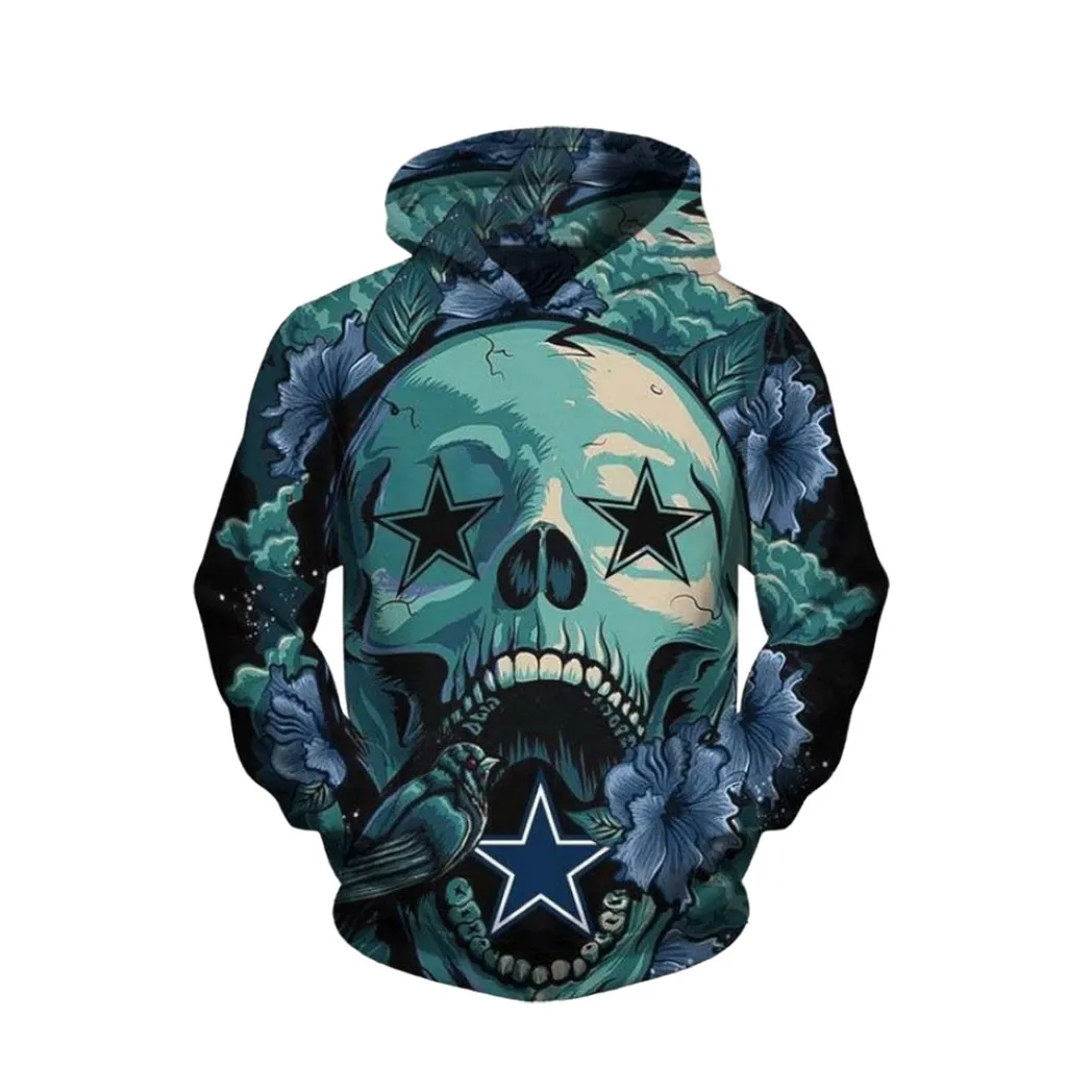 Official NFL Dallas Cowboys Skull Flower Men And Women Hoodie And Zipper Hoodie NFL Dallas Cowboys Full Printing Shirt Dallas Cowboys Hoodie Shirt