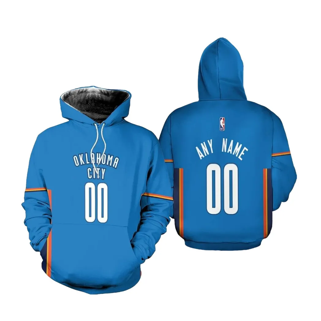 Oklahoma City Thunder Nba Swingman Blue Icon Edition 2019 Jersey Style Custom Gift For Thunder Fans Hoodie