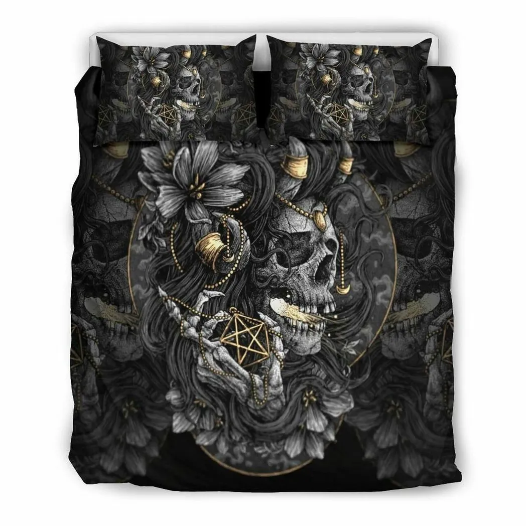 Skull For Skeleton Lover Stunning Room Decoration Bedding Set Duvet Cover Gift For Halloween Season