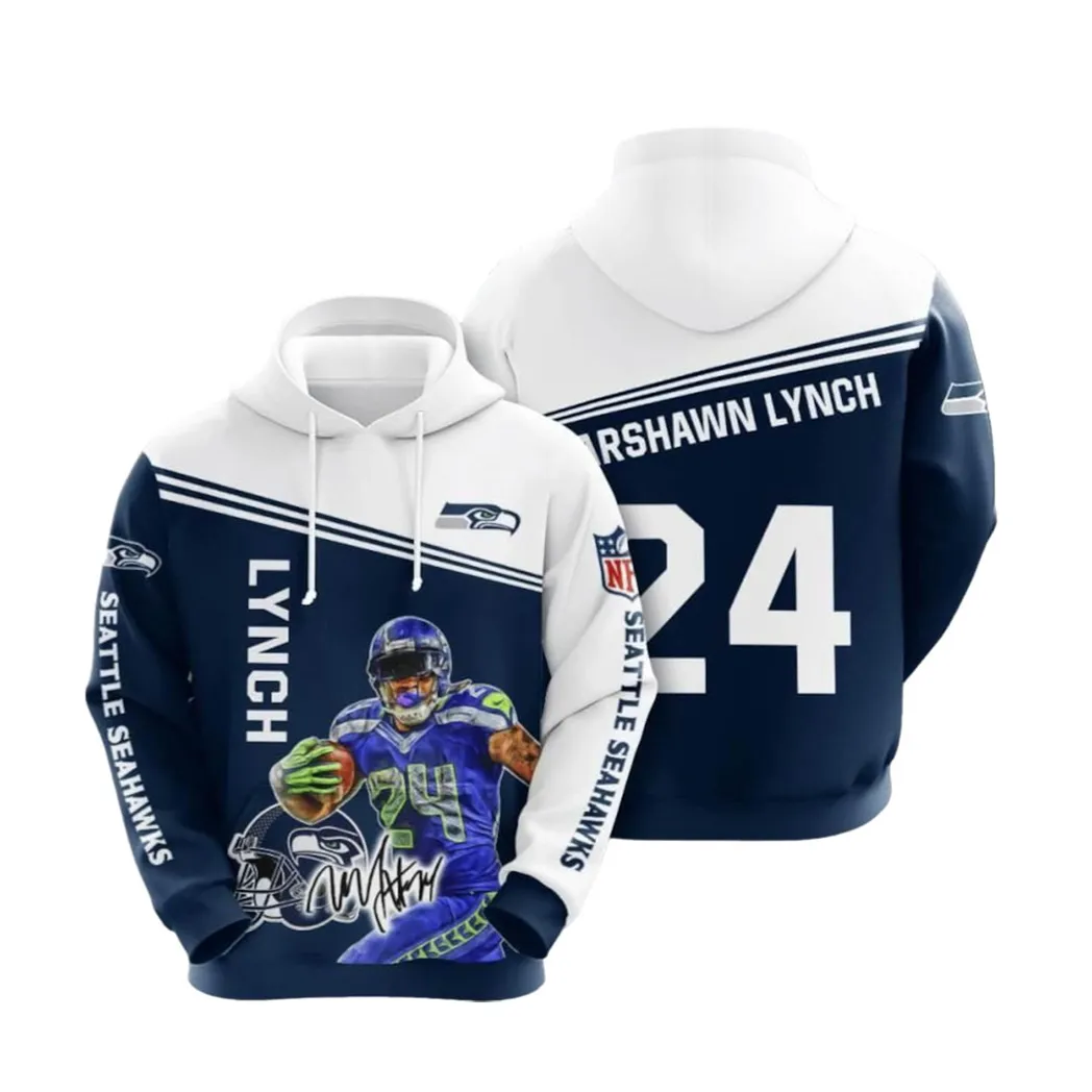 Sports American Football Nfl Seattle Seahawks Marshawn Lynch Usa 902 Hoodie Size S to 5XL