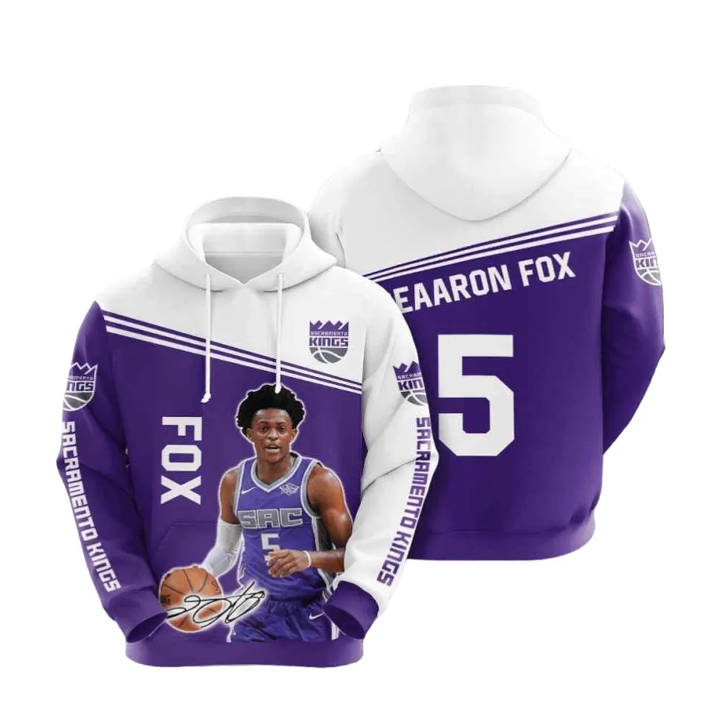 Sports Basketball Nba Sacramento Kings Deaaron Fox  Hoodie, Zip-up Hoodie