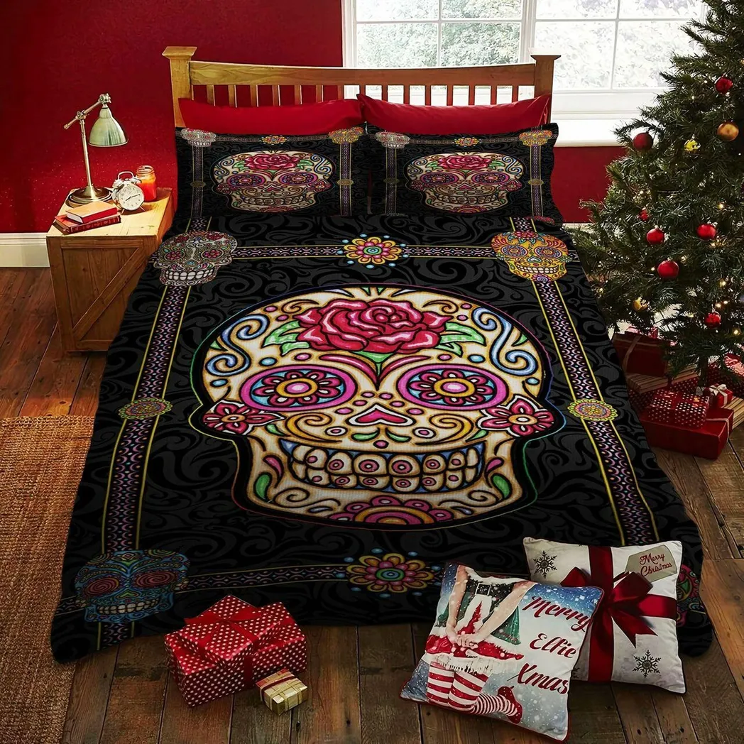 Sugar Skull Ct Bevrxz Stunning Room Decoration Bedding Set Duvet Cover Gift For Halloween Season