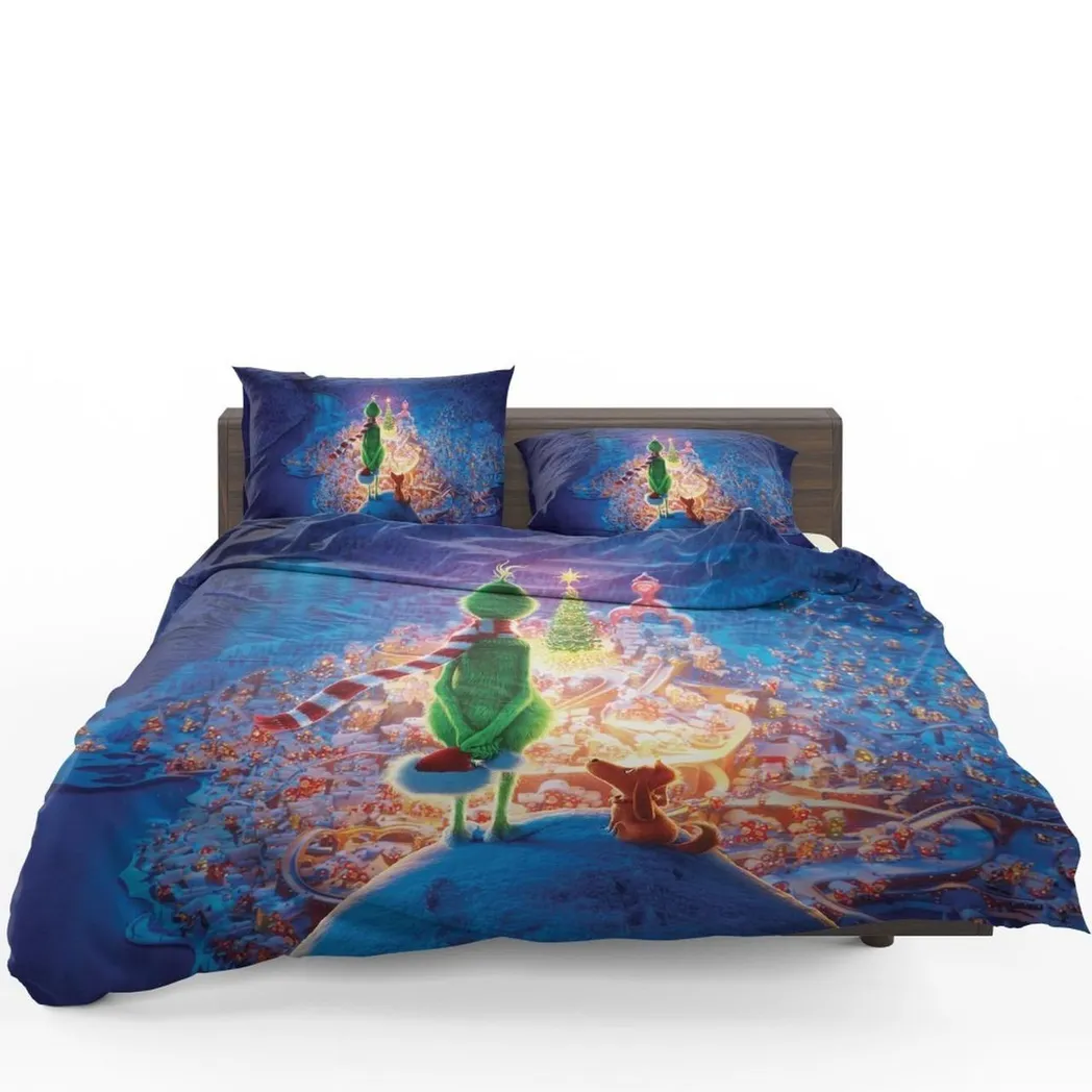 The Grinch Movie Christmas Amazing Room Decor Bedding Set Duvet Cover For Disney Fan Meaningful Christmas Gift For Grinch Fan For Friends