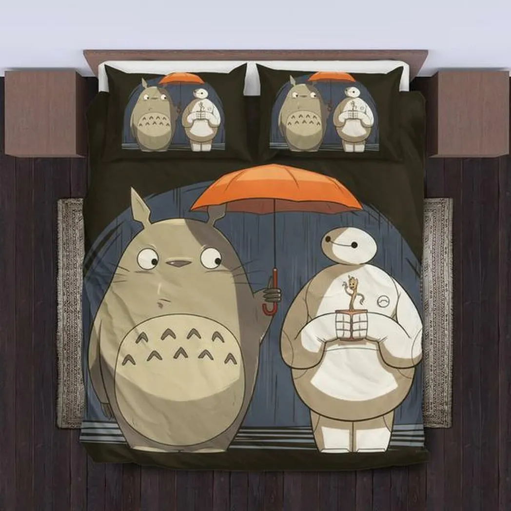 Totoro Baymax Ghibli Alluring Art Bedding Set Duvet Cover With Pillowcase Amazing Gift For Anime Ghibli Lover