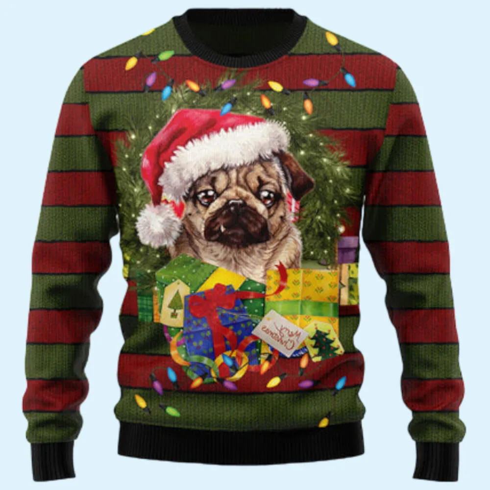 Pug Gift Xmas Ugly Sweater, Gift for Family, Mother, Father