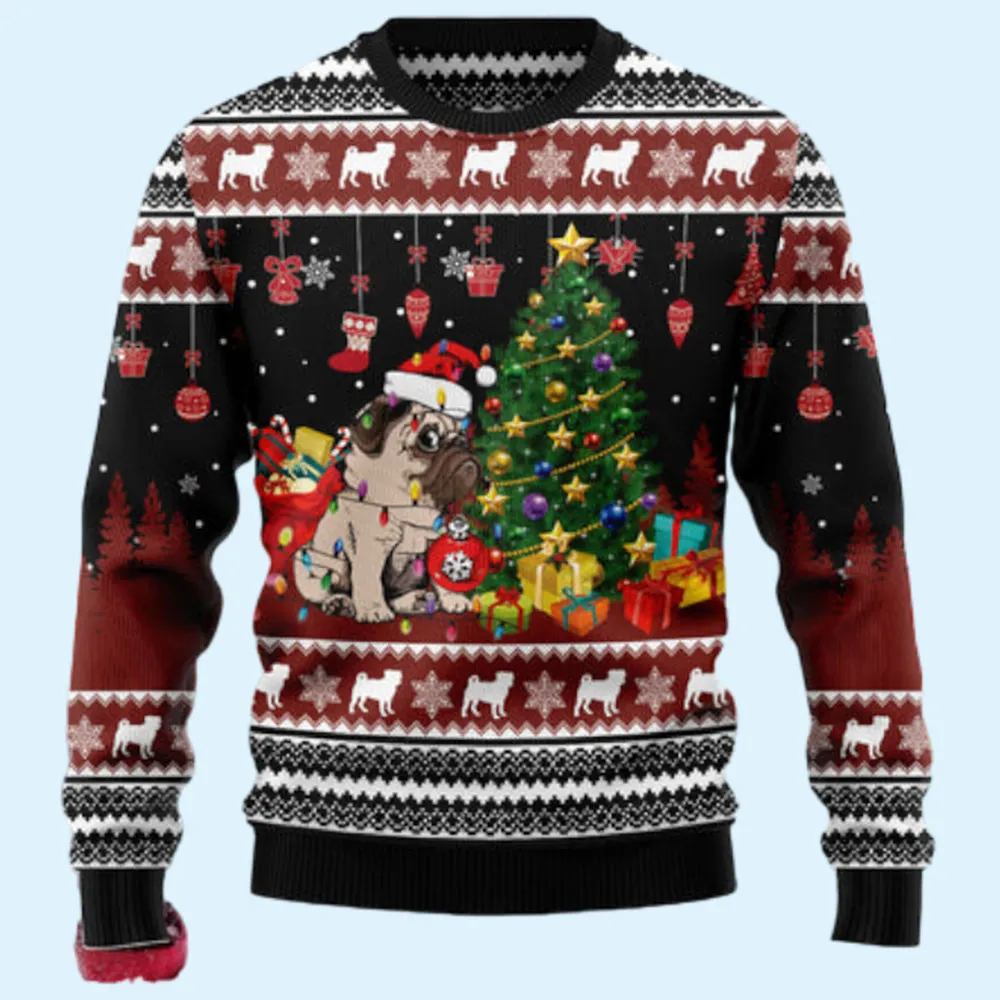 Pug Merry Christmas 2 Ugly Sweater, Gift for Family, Mother, Father