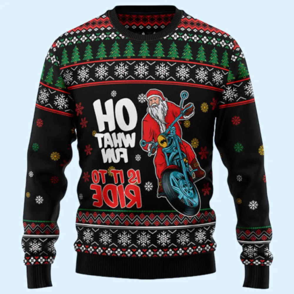 Santa And Motor Ugly Sweater, Gift for Family, Mother, Father