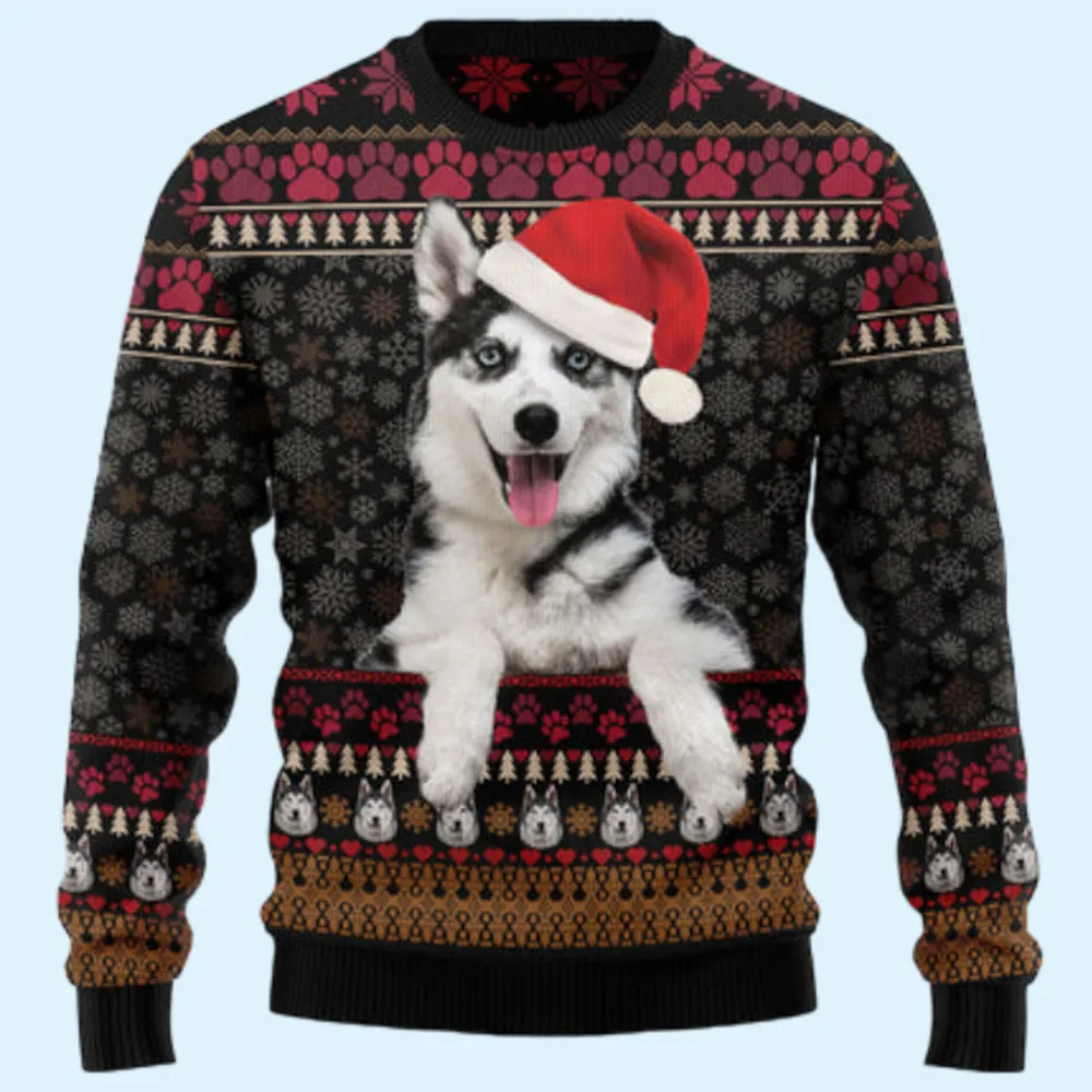 Siberian Husky Christmas 1 Ugly Sweater, Gift for Family, Mother, Father