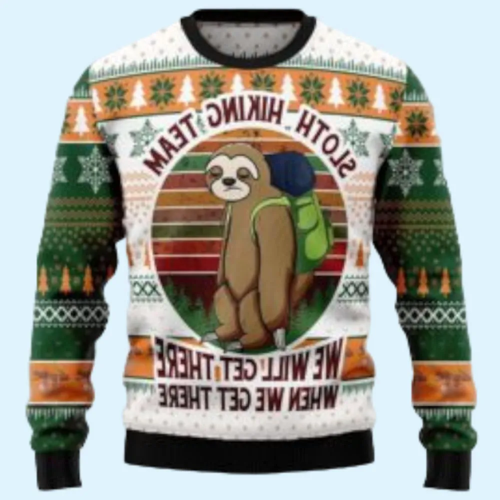 Sloth Hiking Team Ugly Sweater, Gift for Family, Mother, Father