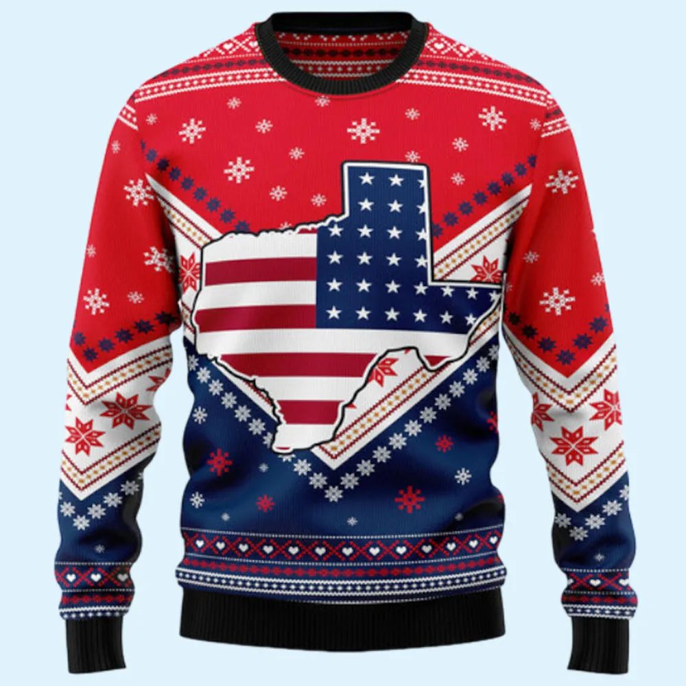 Texas Usa Flag Ugly Sweater, Gift for Family, Mother, Father