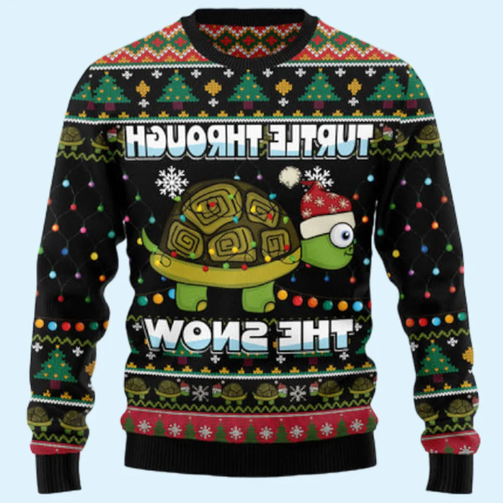 Turtle Through The Snow Ugly Sweater, Gift for Family, Mother, Father