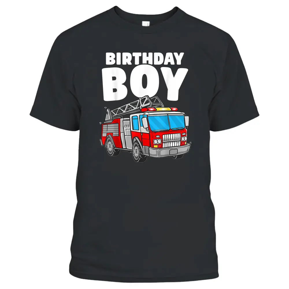 Birthday Boy Fire Truck Firefighter Fireman Birthday Crew T-Shirt