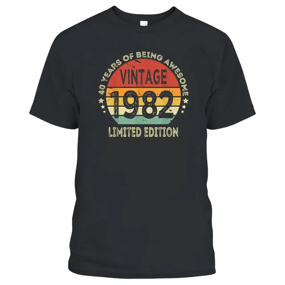 40 Year Old Gifts Vintage 1982 Limited Edition 40th Birthday T-Shirt