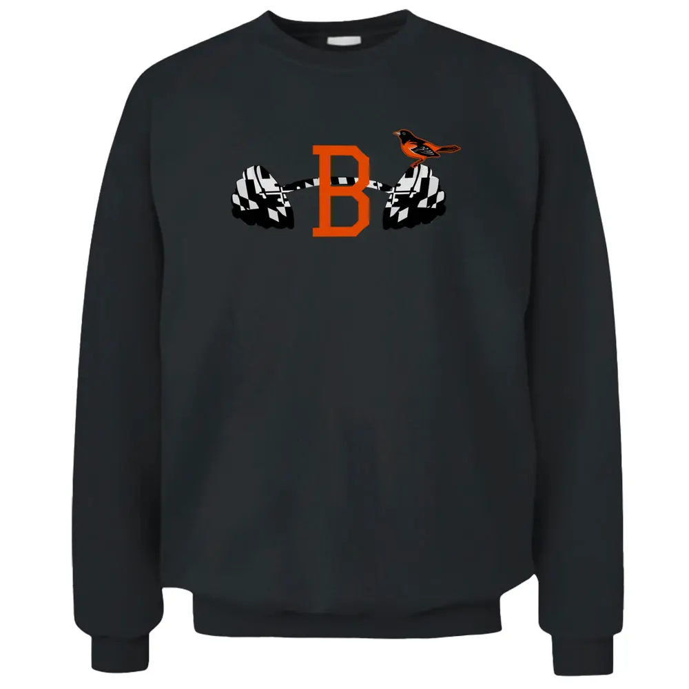 Baltimore Orioles Bird Sitting On The Barbell Pullover Sweatshirt