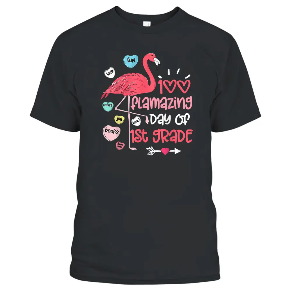 100 Flamazing Days Of 1st Grade Flamingo 100th Day Teachers T-Shirt