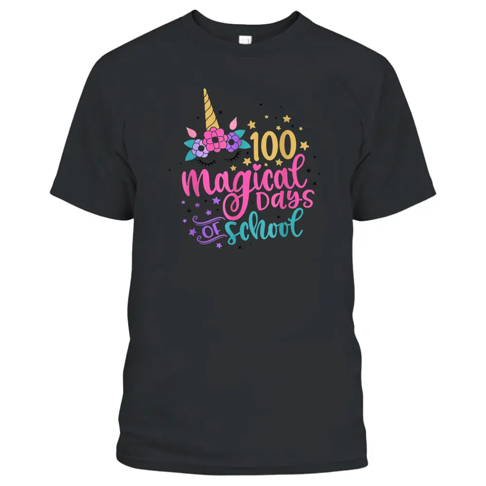 100 Magical Days Of School Unicorn Gift Teacher Student. T-Shirt