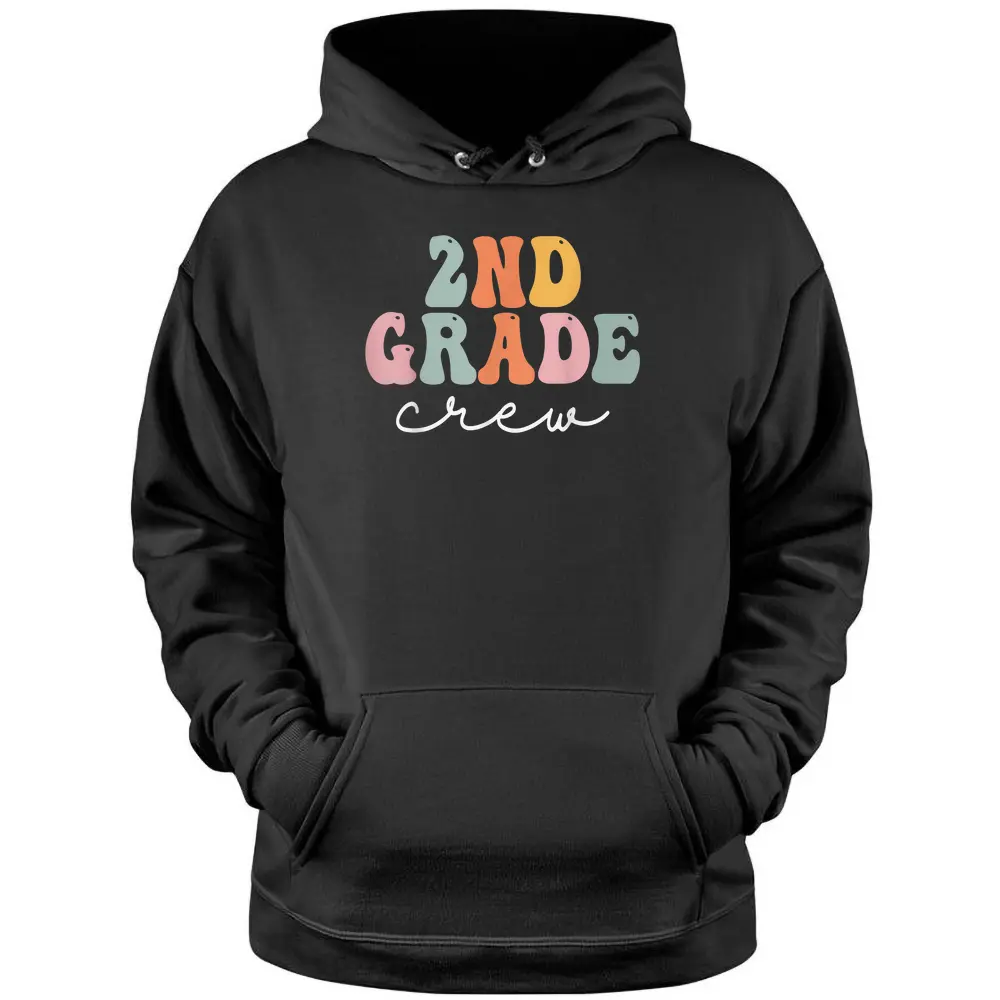 2nd Grade Crew Retro Groovy Women Happy First Day Of School Pullover Hoodie