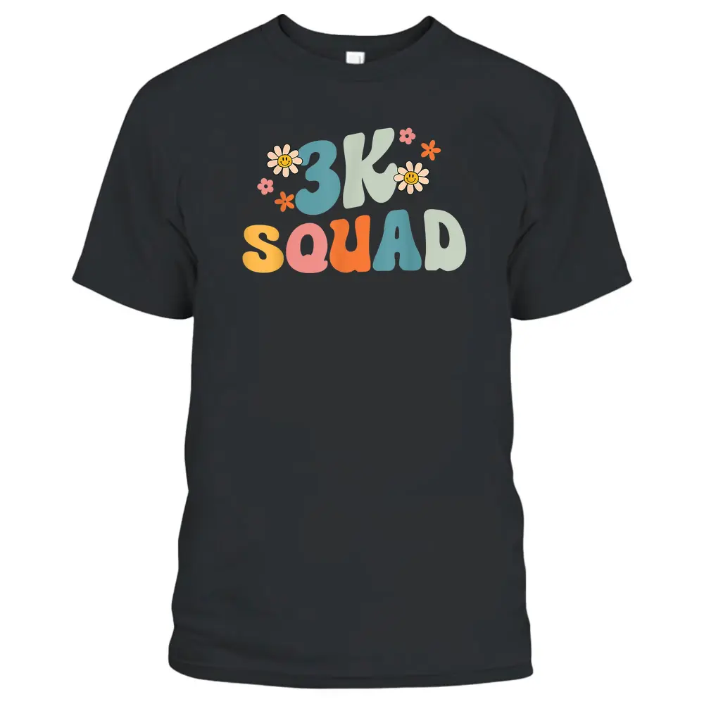 3K Squad Teacher Twos Threes Crew PreK Elementary T-Shirt