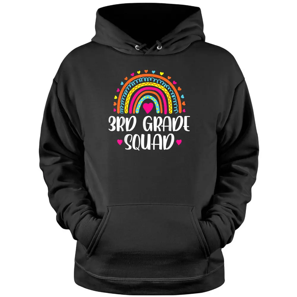 3rd Grade Squad Rainbow Back To School Teacher Womens Kids Pullover Hoodie