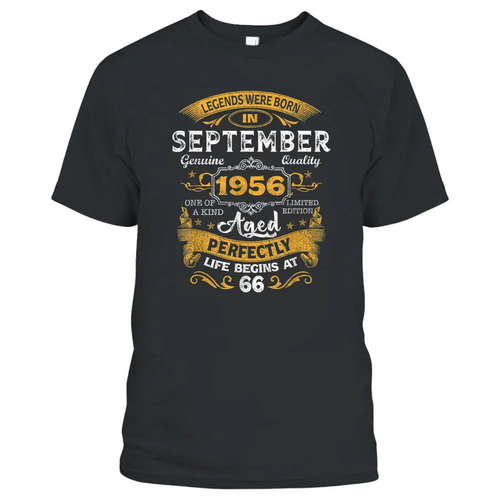 66 Years Old Gift Legends Born In September 1956 66th B-day T-Shirt