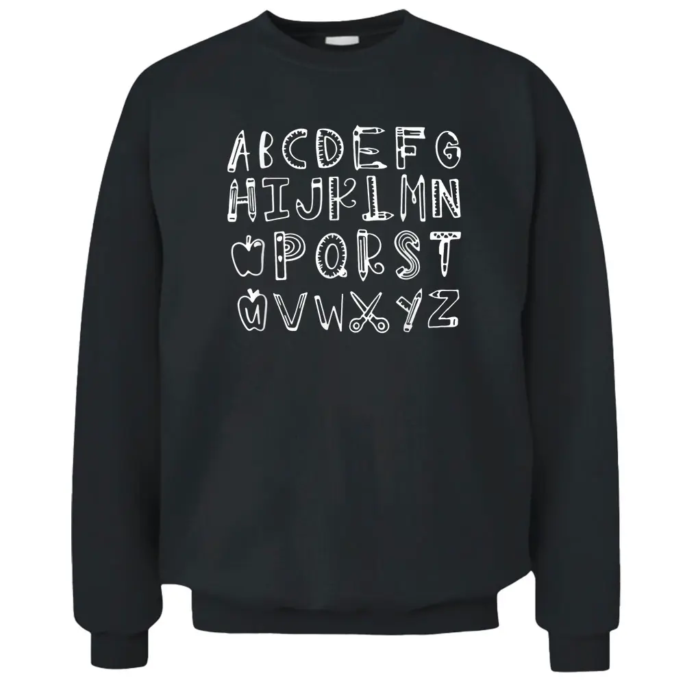 Alphabet Doodle Teacher Preschool Kindergarten Teacher Kids Pullover Sweatshirt