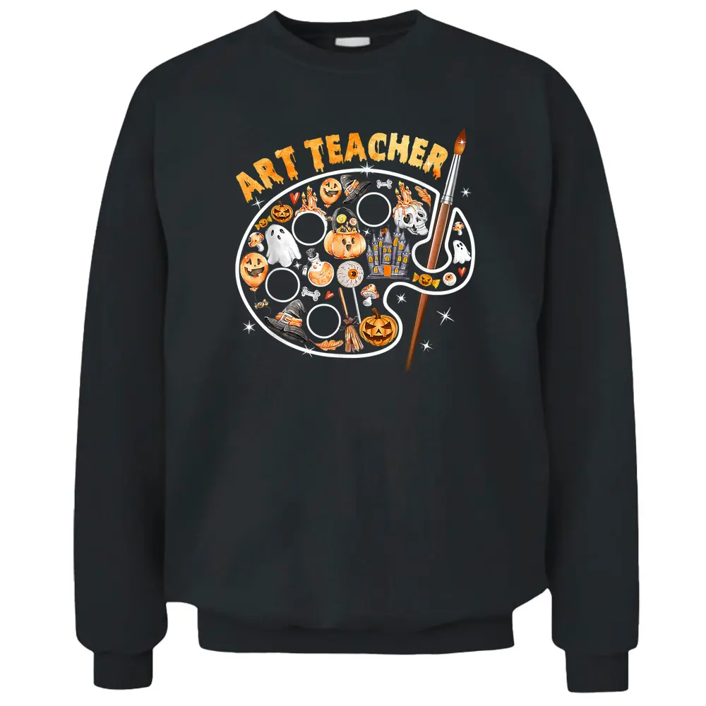 Art Teacher Spooky Pumpkin Halloween Men Women Pullover Sweatshirt