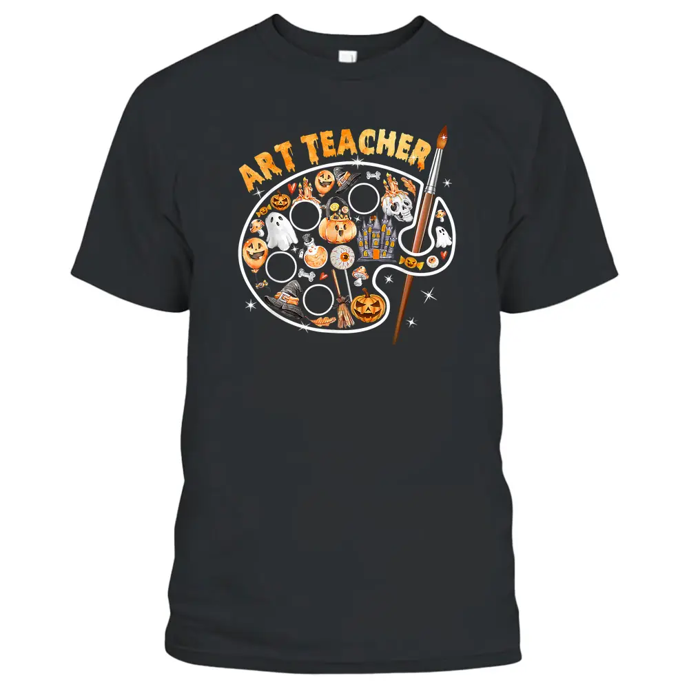 Art Teacher Spooky Pumpkin Halloween Men Women T-Shirt