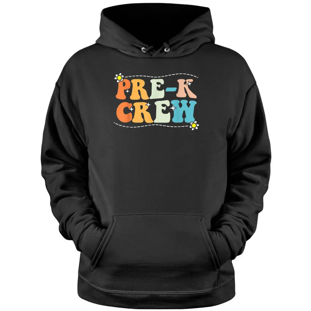 Back To School Pre-K Crew Groovy Retro Teacher Kid Pullover Hoodie