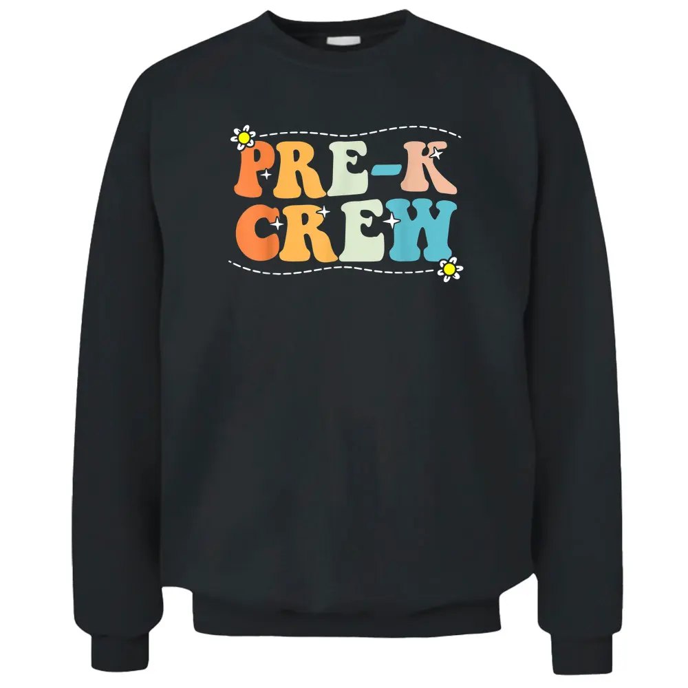 Back To School Pre-K Crew Groovy Retro Teacher Kid Pullover Sweatshirt