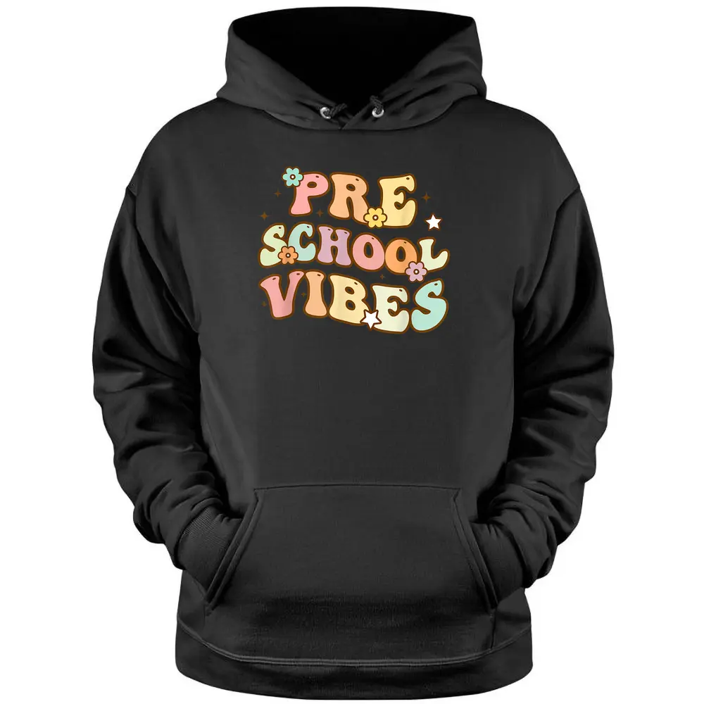 Back To School Preschool Vibes Retro Student Teacher Women Pullover Hoodie