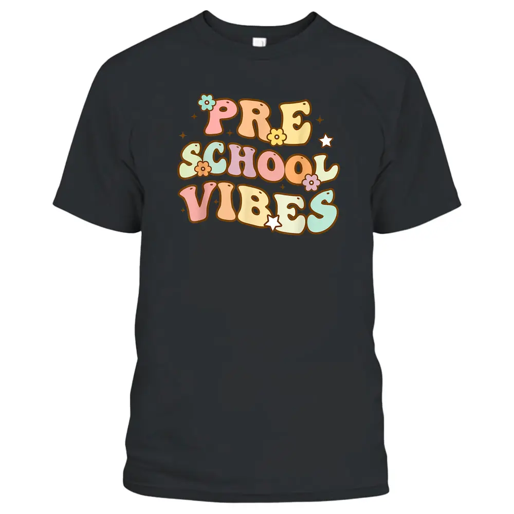 Back To School Preschool Vibes Retro Student Teacher Women T-Shirt