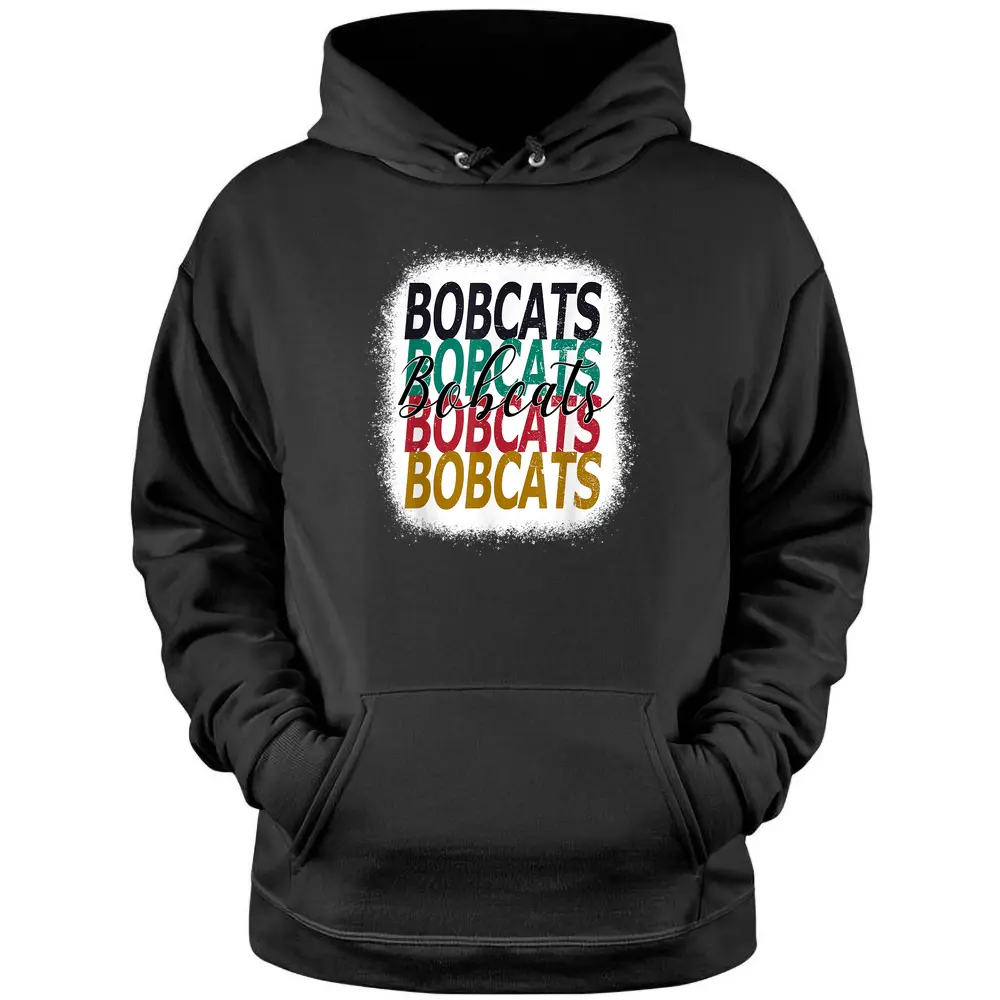 Bobcats Teacher School Sports Fan Team Spirit Bleached Retro Pullover Hoodie