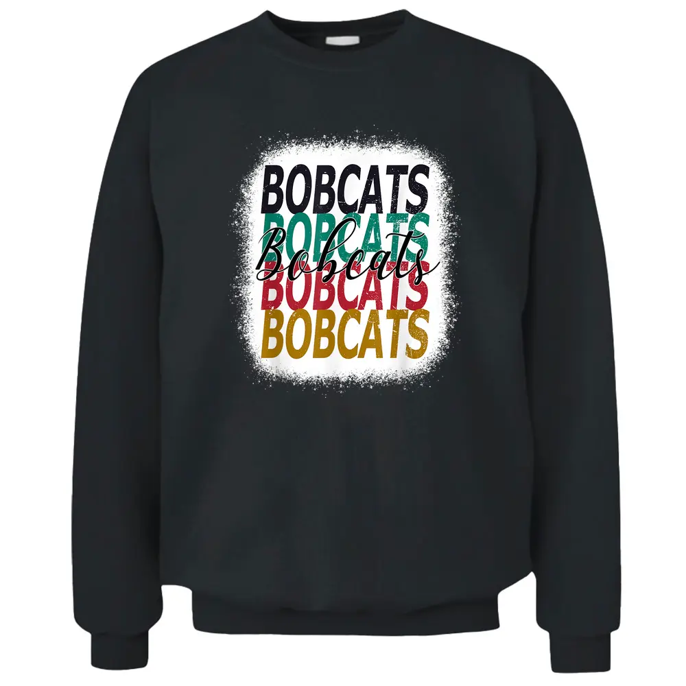 Bobcats Teacher School Sports Fan Team Spirit Bleached Retro Pullover Sweatshirt