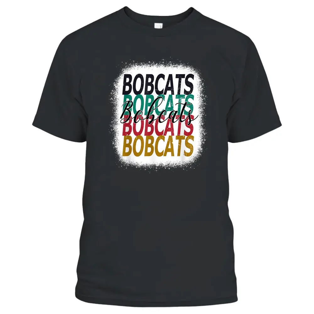 Bobcats Teacher School Sports Fan Team Spirit Bleached Retro T-Shirt