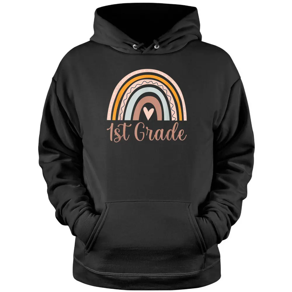 Boho Rainbow 1st Grade Teacher Student Funny Back To School Pullover Hoodie